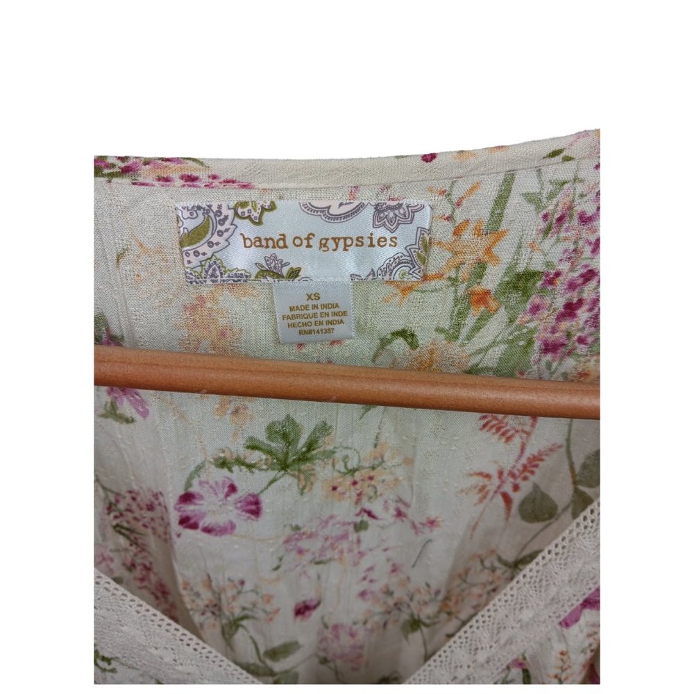 Band Of Gypsies Maxi Dress Ivory Floral Tank SZ XS Boho PrairieTiered Layers - Picture 8 of 8